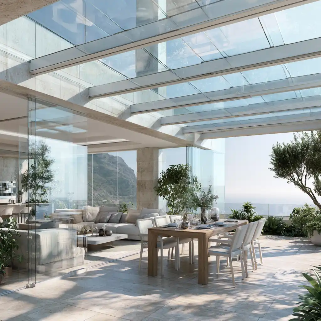 Cerramiento y techado de patio en vivienda de Huelva