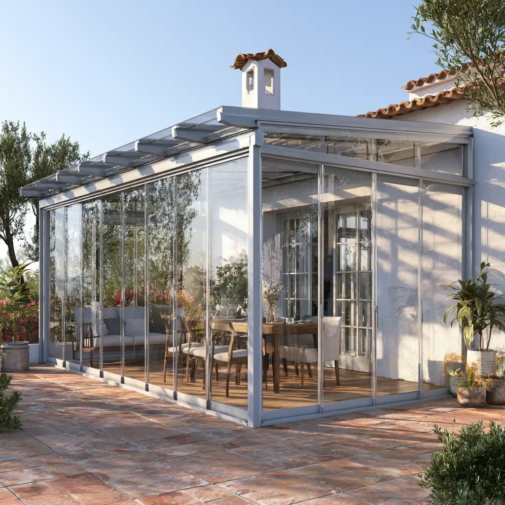 Cerramiento de porche en chalet de la provincia de Huelva
